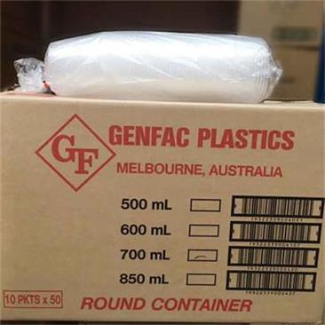 Round Container 700ml - Plastic 117.5x98mm - Clear 50x10P