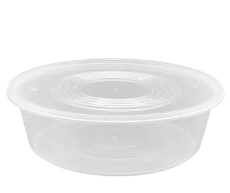 Round container 2000ml/68oz with Flat Lid - Plastic Clear 90sets
