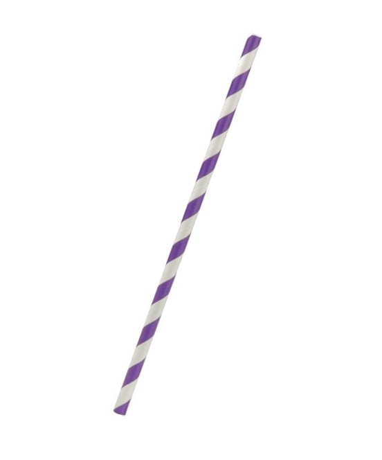Regular Straw Paper 6x197mm - Purple Stripe 50sx50P