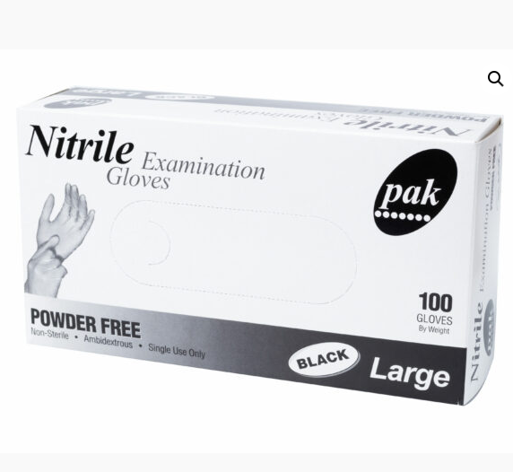 Nitrile - Large Powder Free - Black 100x10P
