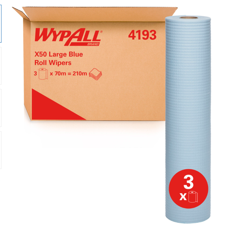 X50 Large Roll Wiper 490mmx70m - Wypall Blue 3R