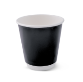 90mm Double Wall Coffee Cup 8oz/240ml - Squat Smooth Black 500s