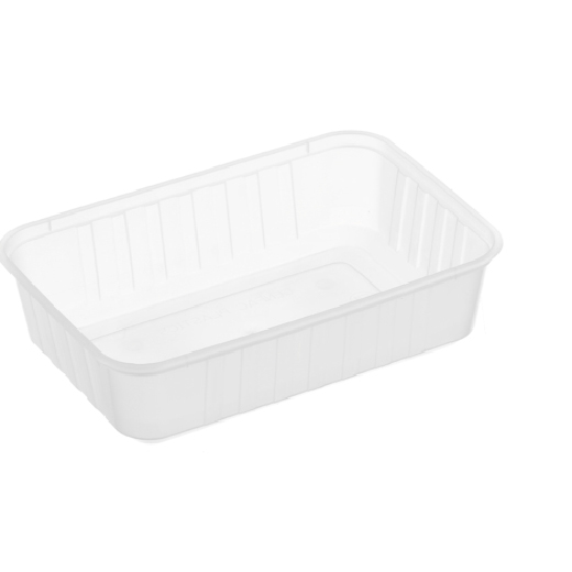 Ribbed Rectangular Container 750ml - Freezer Plastic 184x125x48mm - Natural 50x10P