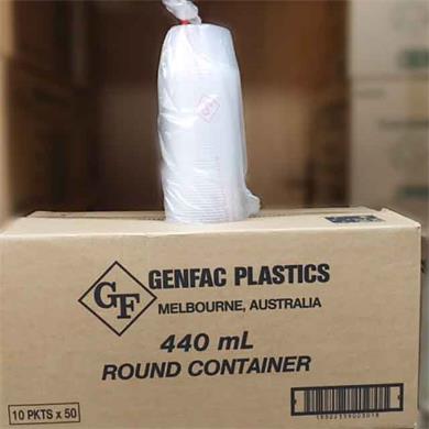 Round Container 440ml - Plastic 117.5x60mm - Clear 50x10P
