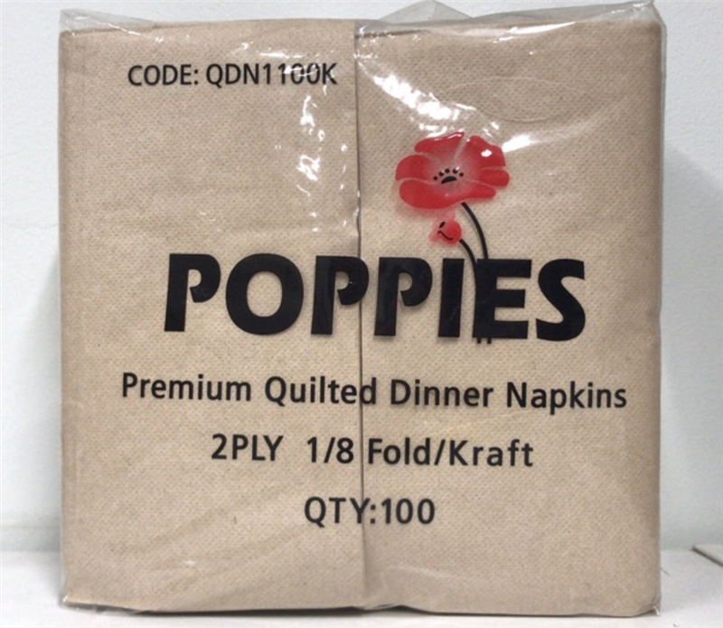 Quilted Dinner Napkin -2 Ply GT Brown 100x10P