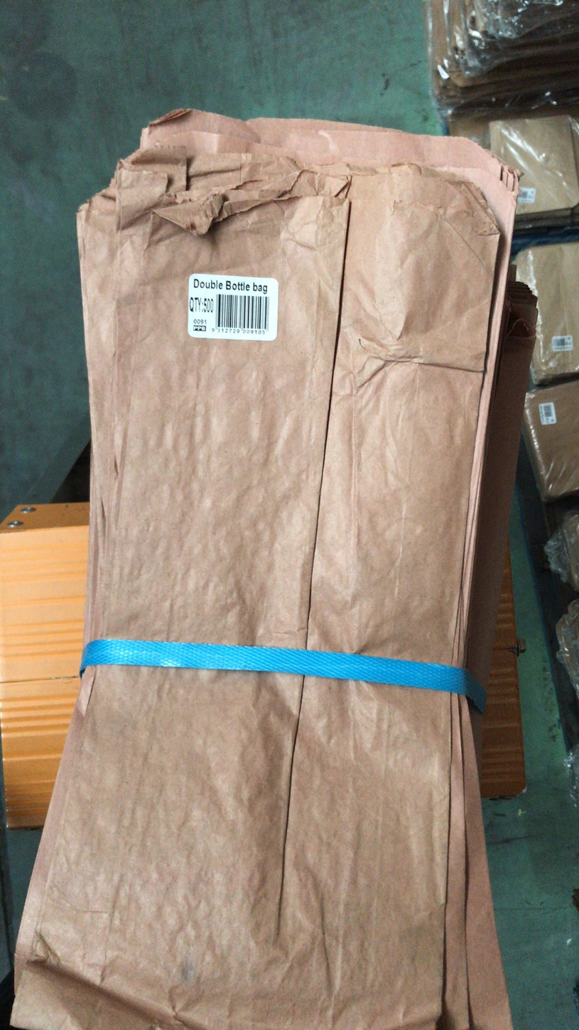 Wine Double Bottles Bags - Paper Brown - 150x385x75mm -  500s