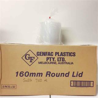 Round Container Lid 160mm - Plastic 160x9mm - Clear 50x8P