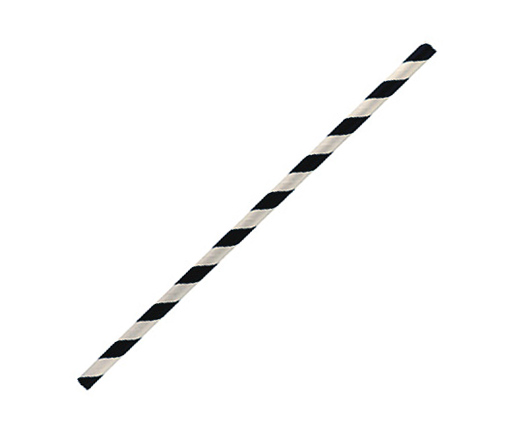 Jumbo Straw Paper  8x235mm - Black Stripe 250x10p