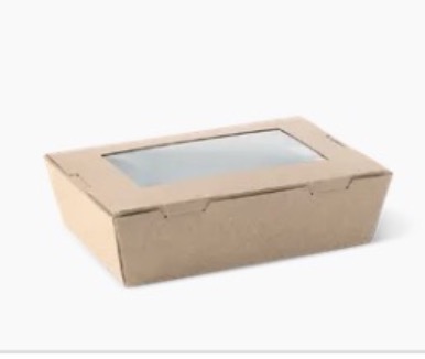 Lunch Box with Window Medium 1000ml - Compostable PLA Film - Brown 200s