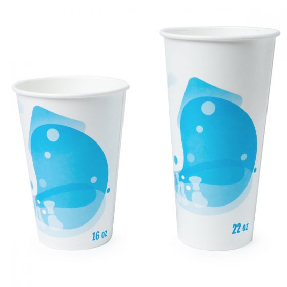 89mm Milkshake Paper Cup 16oz - White with Blue 50x20P
