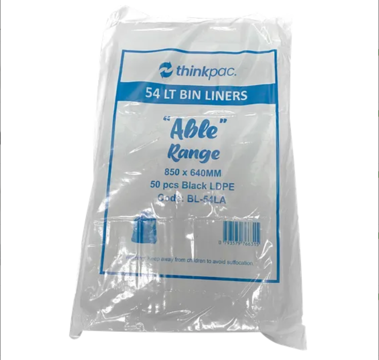 Bin Liner 54lt - HD 850x640mm - Black 50x5P