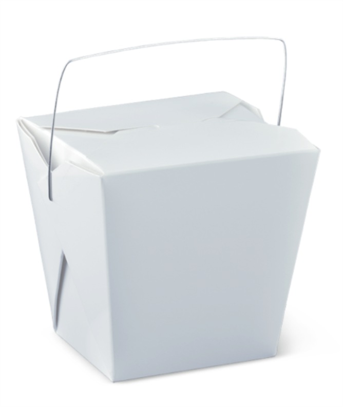 Noodle Box With Wire Handle 26oz/775ml/79x67x103mm - Board & Polyethylene - White 25/18P