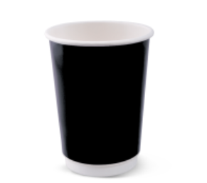 90mm Double Wall Coffee Cup 12oz/360ml - Smooth Black 500s