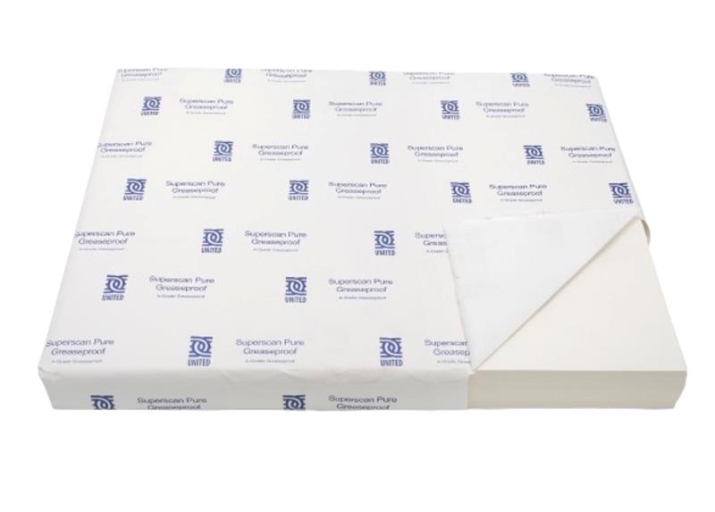 United Super Scan Greaseproof Paper 35gsm - Premium 1/2cut 430x342mm - White 800s