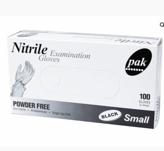 Nitrile - Small Powder Free - Black 100x10P