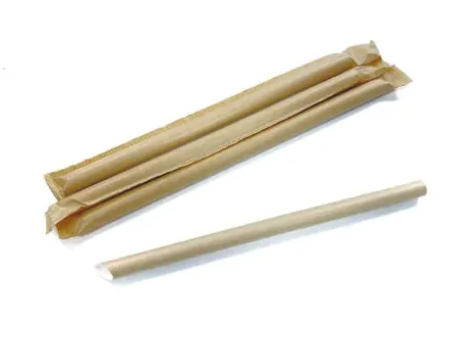 Bubble Straw Paper 12x230mm I.Wrapped - Kraft Brown 50x20P