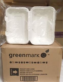 Sugarcane Box 9x6x3in/229x152x75mm - White 50x4P