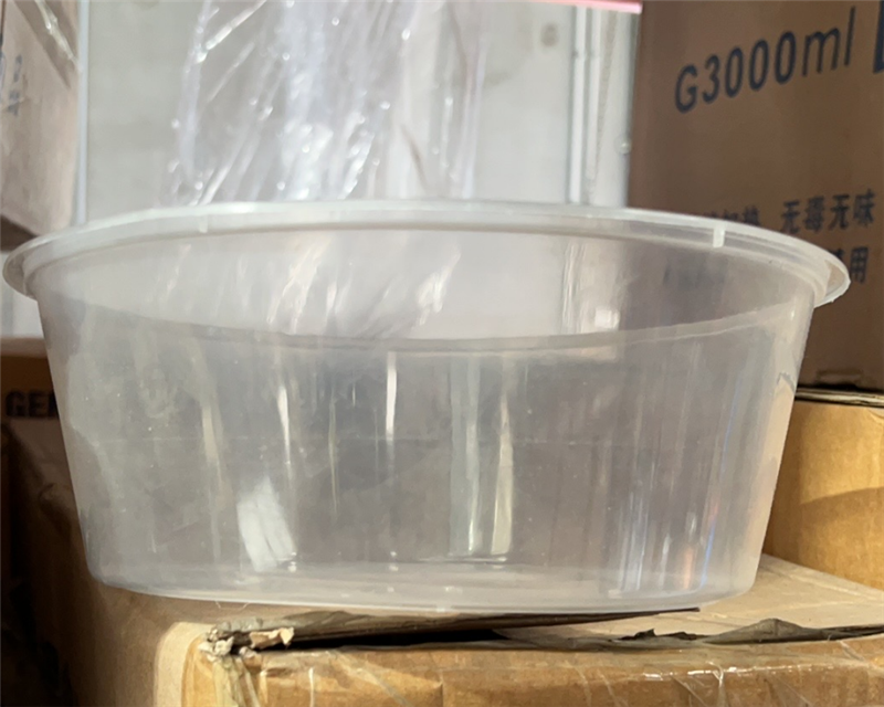 Round container 3000ml/100oz with Flat Lid - Plastic Clear 90sets