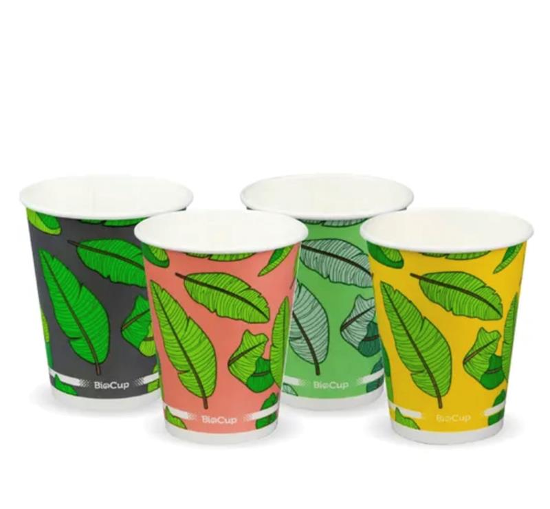 90mm Milkshake Paper Cup 12oz/390ml - Leaves 50x20P