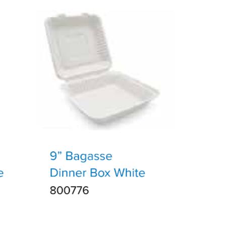 Sugarcane Clamshell Box - 9in 229x229x80mm - White 50x4P