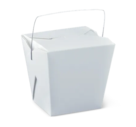 Noodle Box With Wire Handle 26oz/775ml/79x67x103mm - Board & Polyethylene - White 25/18P