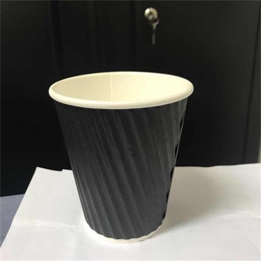 80mm Ripple Wall Coffee Cup 8oz/240ml - Black 25x20P