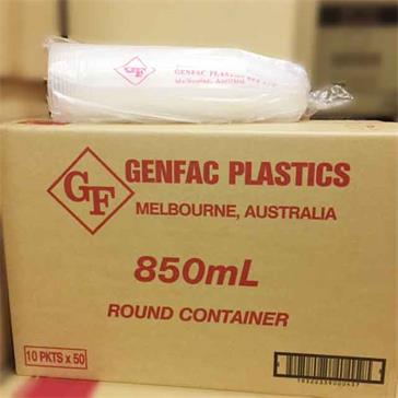 Round Container 850ml - Plastic 117.5x112mm - Clear 50x10P