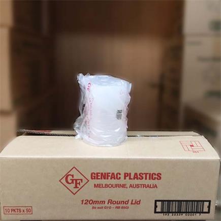 Round Container Lid 120mm - Plastic 120x7.5mm - Clear 50x10P