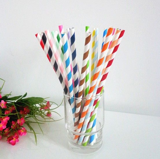 Regular Straw Paper 6x197mm - Blue Stripe 50sx50P