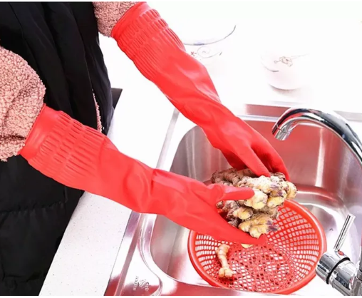 Long Kitchen Rubber Medium - 45cm- Red-10pairs