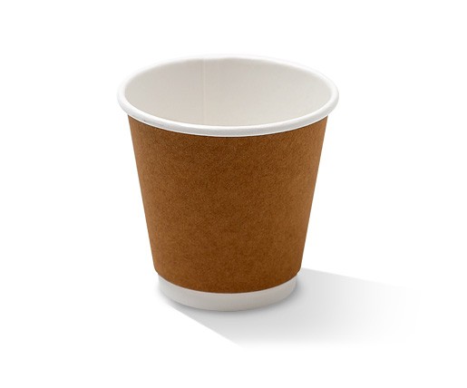 90mm Double Wall Coffee Cup 8oz/240ml - Squat Brown 25x20P