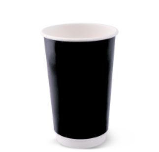 90mm Double Wall Coffee Cup 16oz/480ml - Smooth Black 25x20P