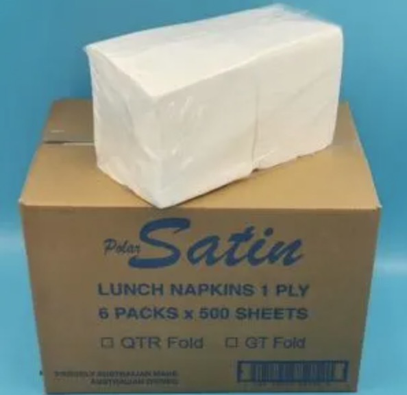 Lunch Napkins 1Ply QT Satin White 500x6P