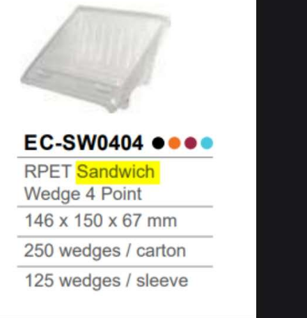 4 Point S/wich Wedge-146x150x67mm-Clear125s X 2p