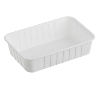 Ribbed Rectangular Container 750ml - Freezer Plastic 184x125x48mm - White 50x10P