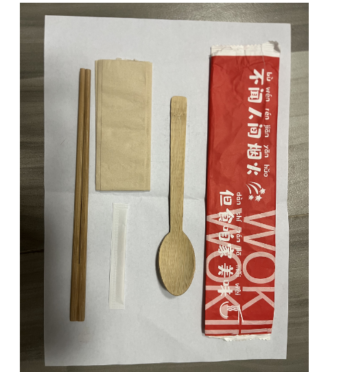 WOK Cutlery-Chopsticks/wood Spoon/Napkin/Toothpick Set-Red Printed-500set/ctn