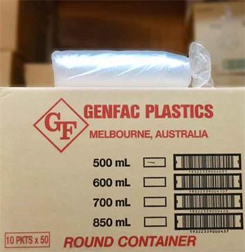Round Container 500ml - Plastic 117.5x68mm - Clear - 50x10P