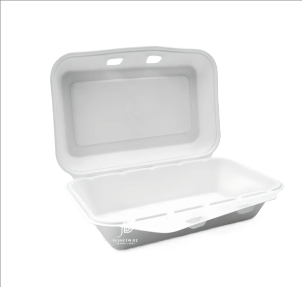 Sugarcane Clamshell Box - 8.6x5.5x3in/700ml - White 200s
