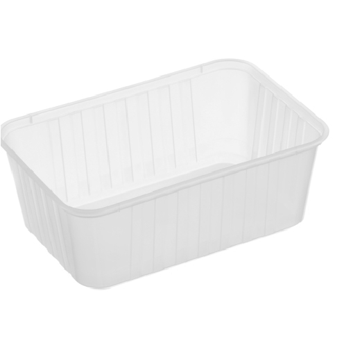 Ribbed Rectangular Container 1000ml - Freezer Plastic 184x125x68mm - Natural 50x10P